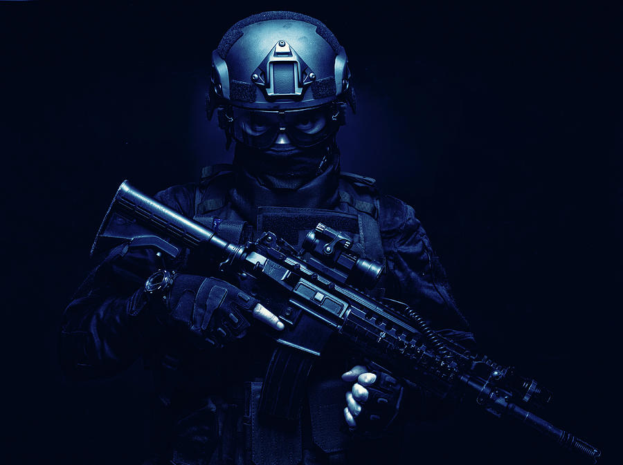 Swat Team Fighter Armed With Assault Photograph by Oleg Zabielin