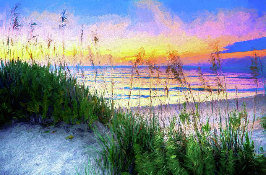 Swaying Sea Oats on the Outer Banks AP Painting by Dan Carmichael