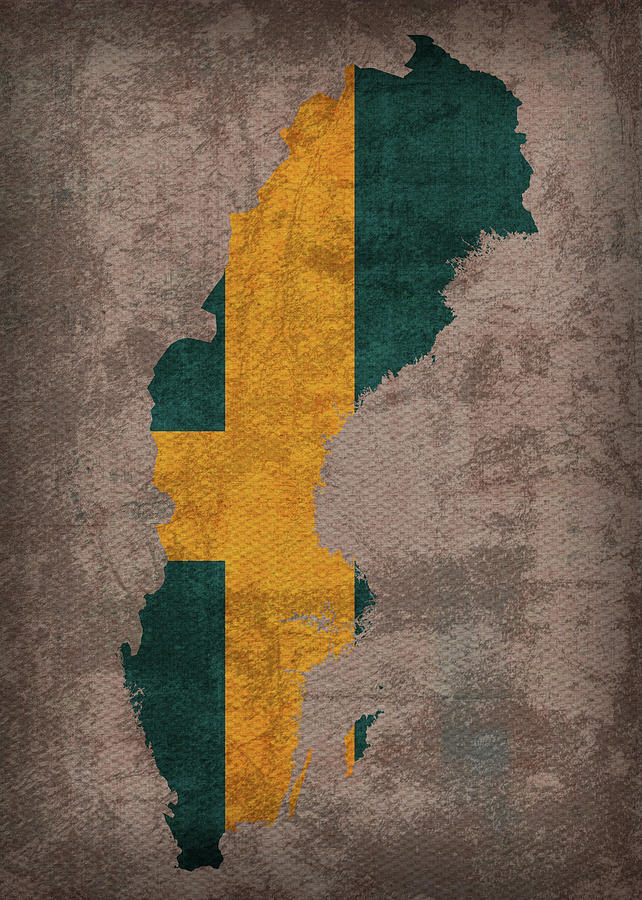 Flag Mixed Media - Sweden Country Flag Map by Design Turnpike