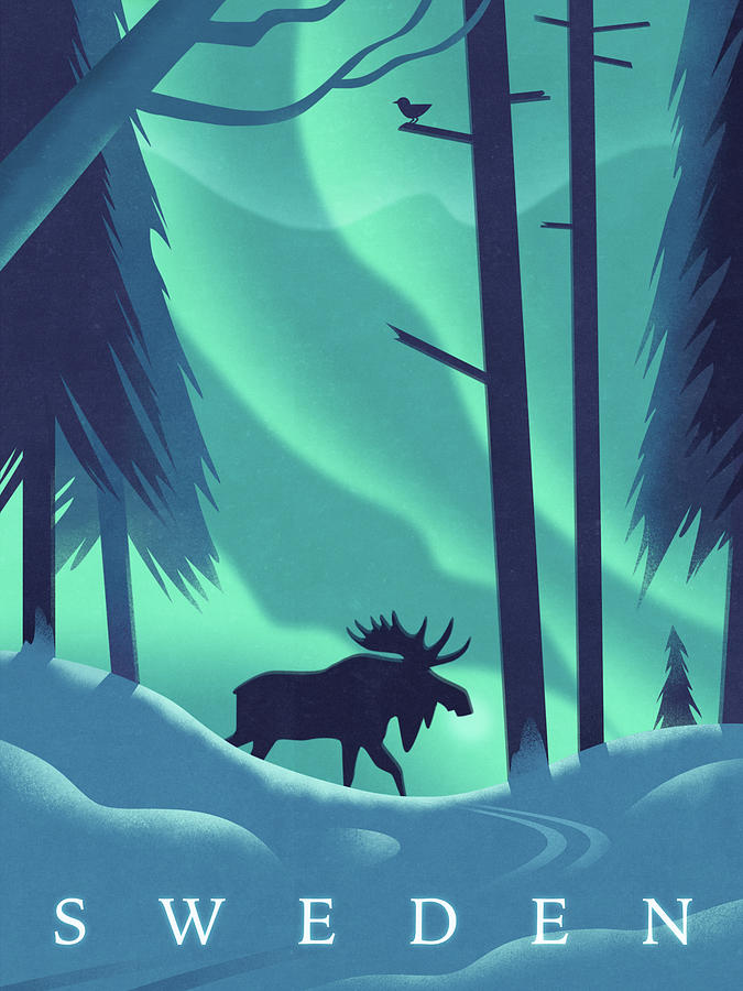 Moose Digital Art - Sweden by Martin Wickstrom