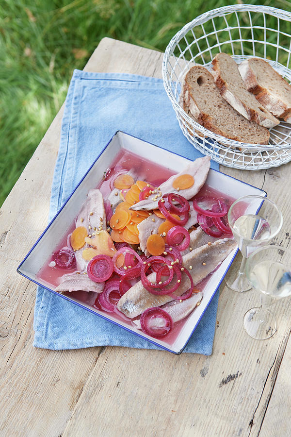 Swedish Pickled Herring With Carrots And Onions Photograph by Jan-peter Westermann