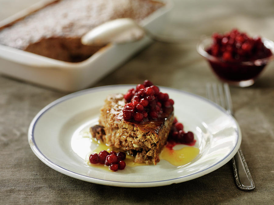 Swedish Sausage Pudding With Cranberries Photograph by Pepe Nilsson