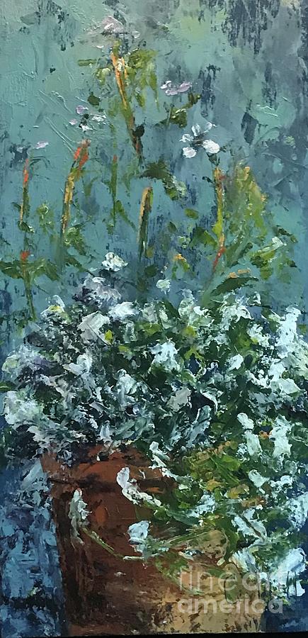 Flowers Still Life Painting - Sweet Alyssum by Patricia Caldwell