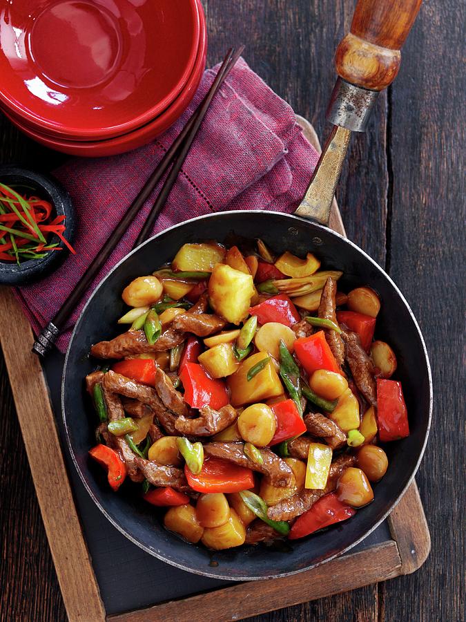 Sweet-and-sour Beef With Peppers And Pineapple asia Photograph by Gareth Morgans