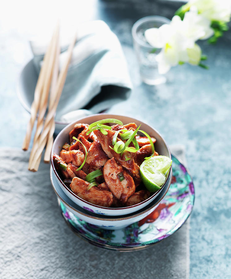 Sweet And Sour Chicken With Lime And Spring Onions asia Photograph by Karen Thomas
