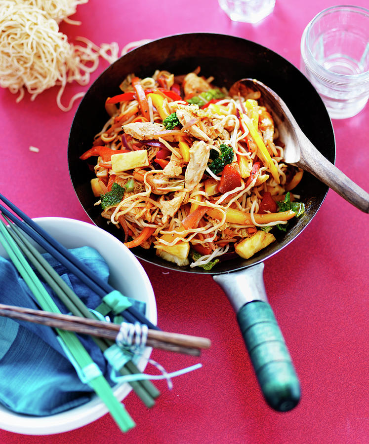 Sweet And Sour Chicken With Noodles And Vegetables asia Photograph by Karen Thomas