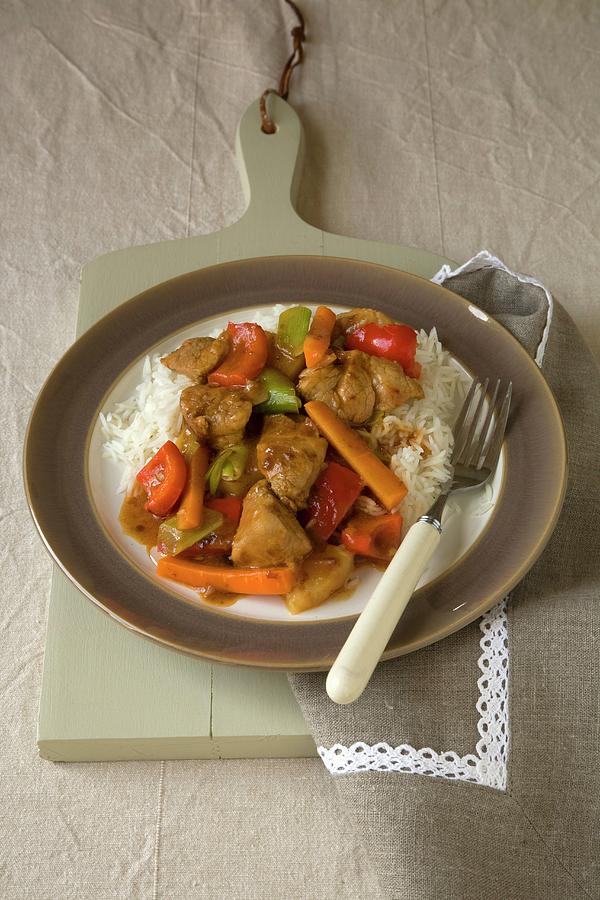 Sweet And Sour Pork With Rice Photograph by Joy Skipper Foodstyling