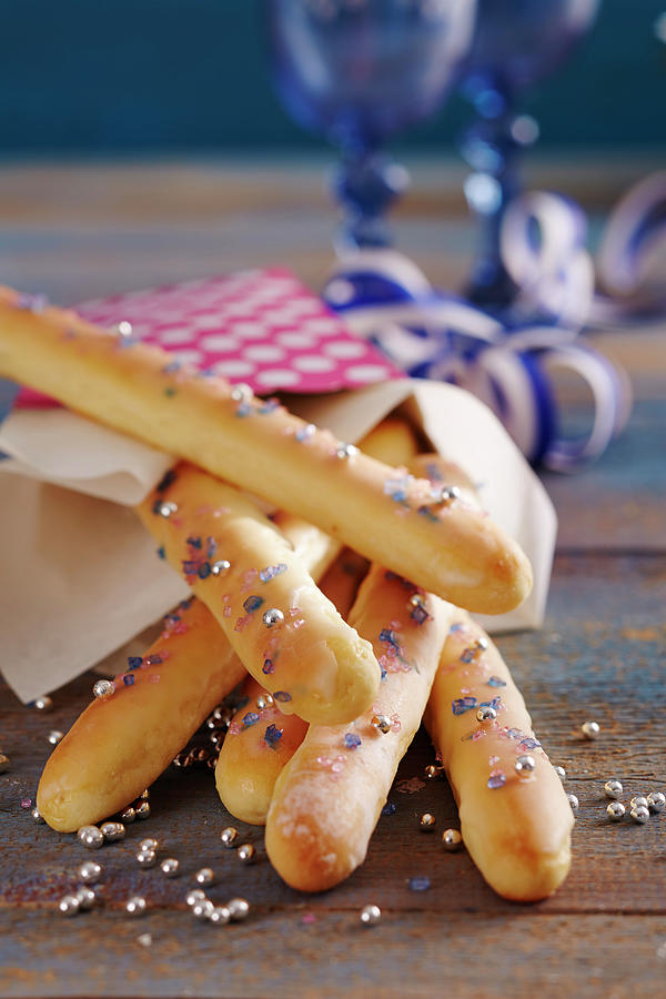 Sweet Bread Sticks With Sugar Sprinkles Photograph by Teubner Foodfoto