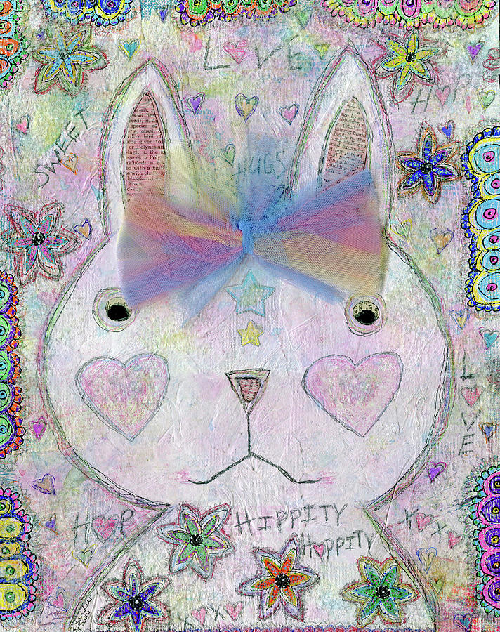 Rabbit Painting - Sweet Bunny by Funked Up Art
