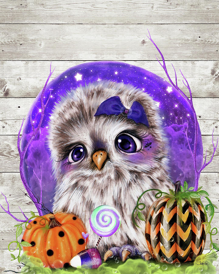 Candy Mixed Media - Sweet Halloween Owl by Sheena Pike Art And Illustration