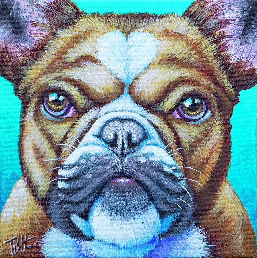 Sweet Heart Bulldog Painting by Tish Wynne