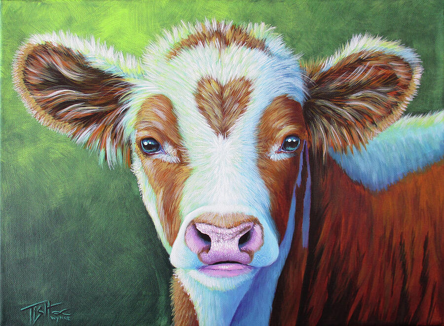 Sweet Heart Calf Painting by Tish Wynne