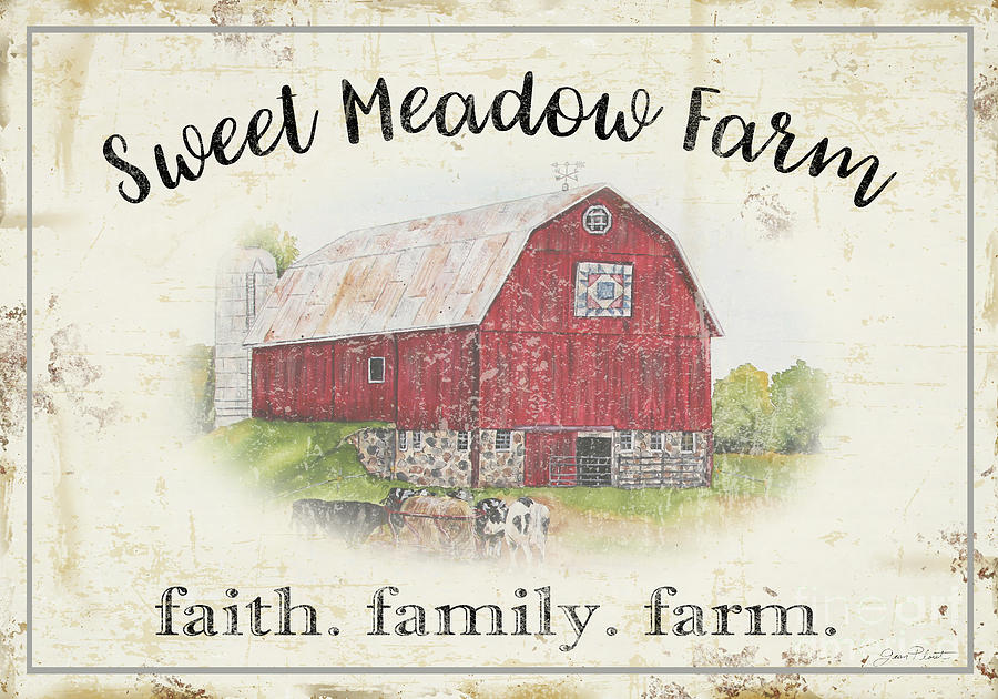Typography Mixed Media - Sweet Meadow Farm A by Jean Plout