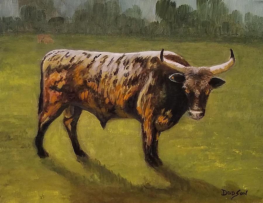 Bull Painting - Sweet Pea by Dara Dodson Bull Painting - Sweet Pea by Dara Dodson