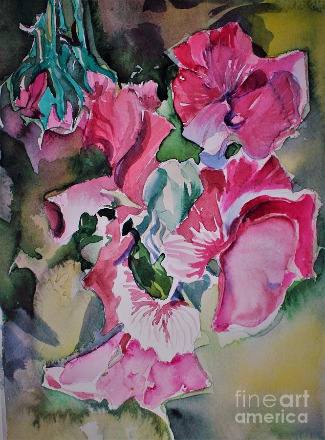 Sweet Peas Painting by Mindy Newman
