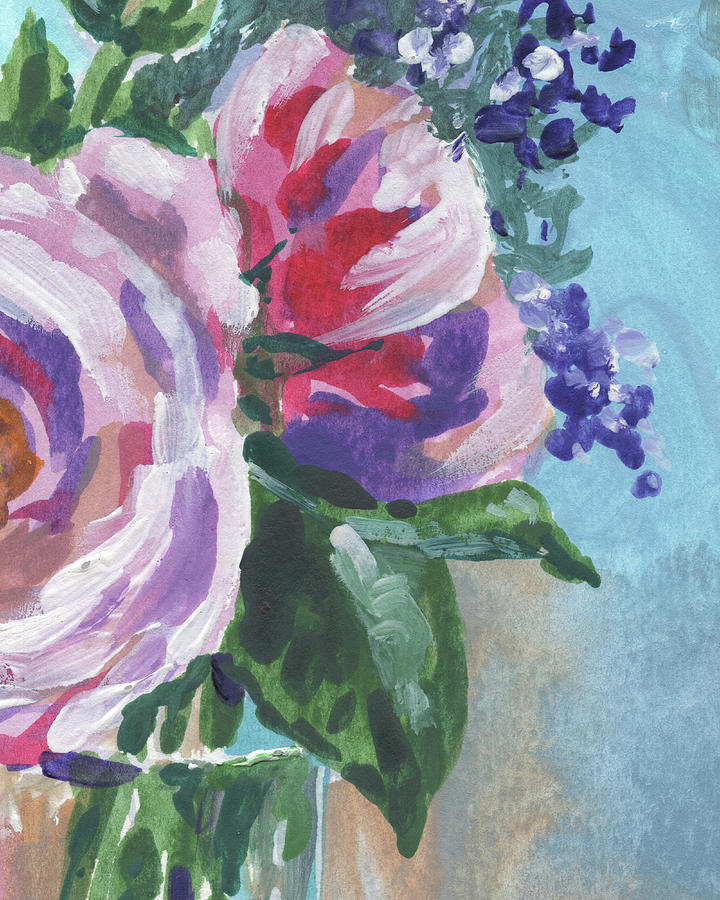 Sweet Pink And Purple Flowers Bouquet Impressionism  Painting by Irina Sztukowski