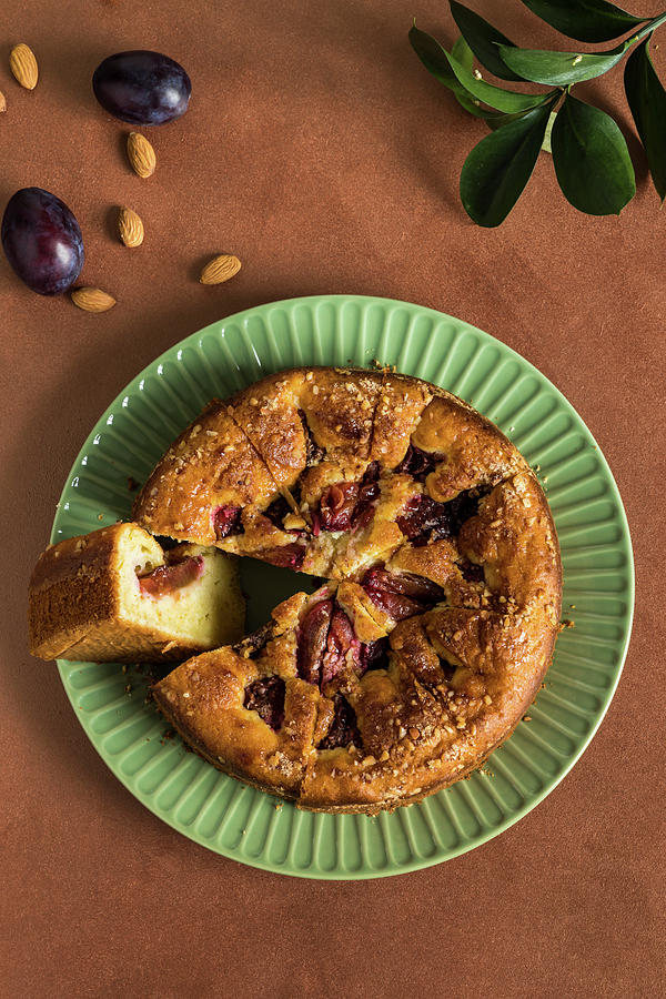 Sweet Plum And Almond Pie Photograph by Alla Machutt