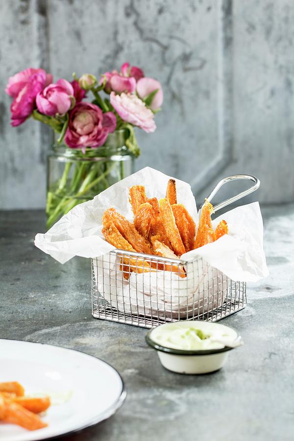 Sweet Potato Fries With Wasabi Mayonnaise easter Photograph by Dees Kche
