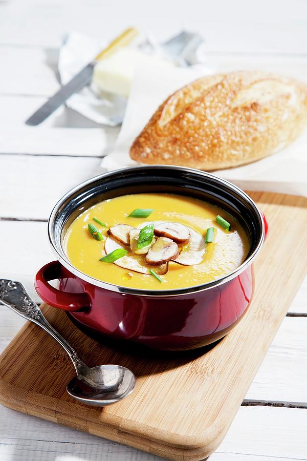 Sweet Potato Soup With Spring Onions Photograph by Danny Lerner