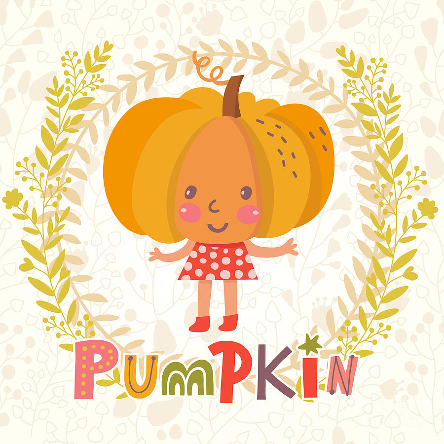 Salad Digital Art - Sweet Pumpkin In Funny Cartoon Style by Smilewithjul Salad Digital Art - Sweet Pumpkin In Funny Cartoon Style by Smilewithjul