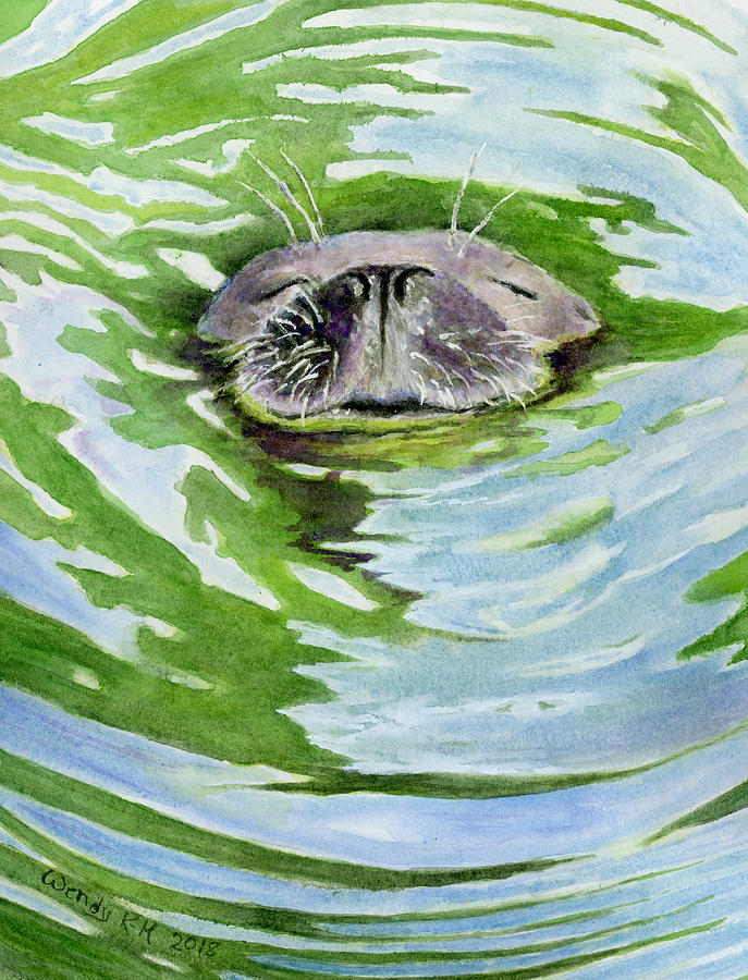 Sweet Sleeping Seal Painting by Wendy Keeney-Kennicutt
