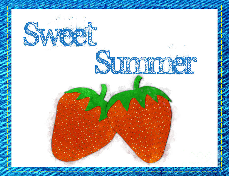 Sweet Summer - Strawberries Watercolor Photograph
