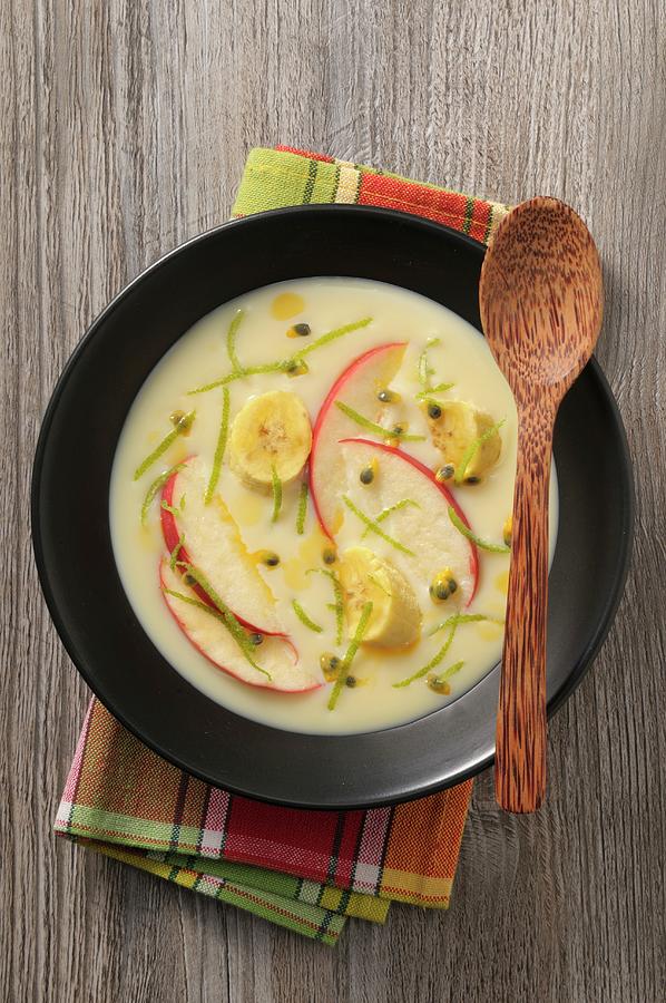 Sweet Tapioca And Coconut Milk Soup With Bananas And Apples Photograph ...