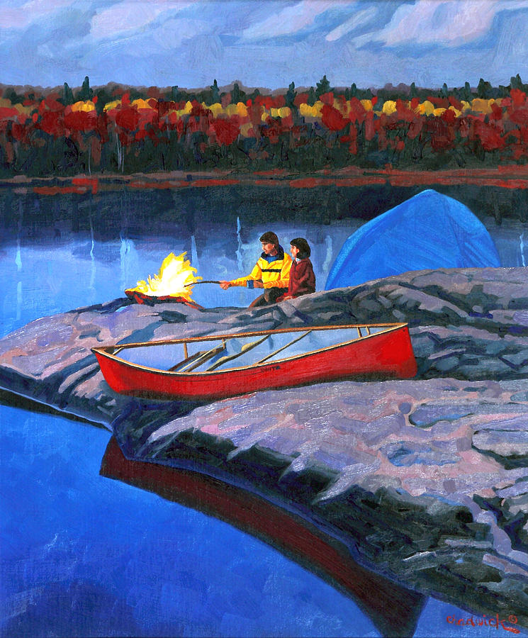 Swift Campsite Two Night Painting by Phil Chadwick