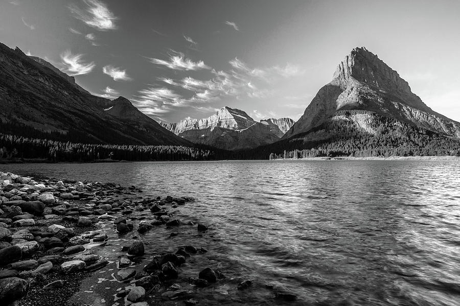 Swiftcurrent Lake in BW Photograph by Todd Klassy