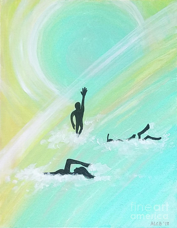 Swimmer Mixed Media - Swimmers by Amy Lee Coy Swimmer Mixed Media - Swimmers by Amy Lee Coy