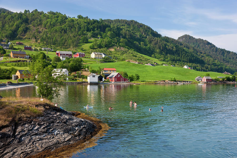 Swimming In Hardangerfjorden, Norway Photograph by Peter Adams