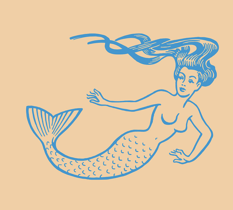 Swimming Mermaid Drawing by CSA Images - Fine Art America