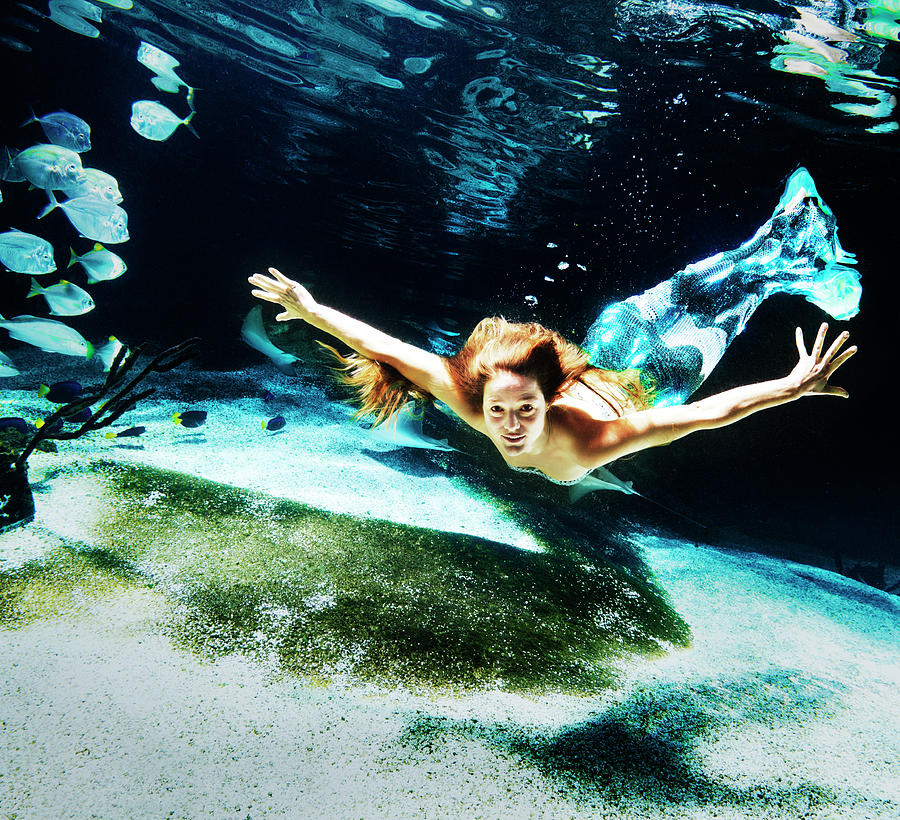 Swimming Mermaid Underwater Photograph by Henrik Sorensen