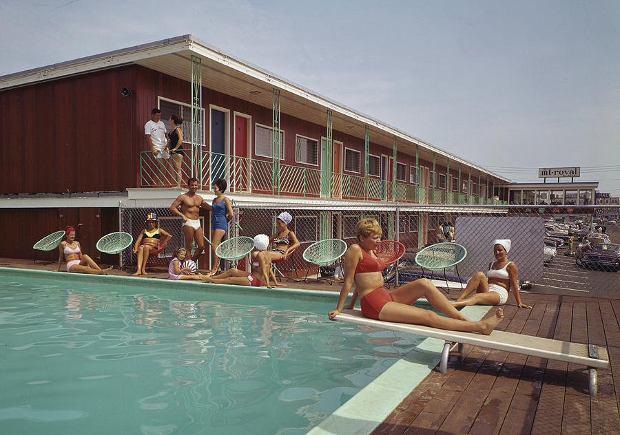 Swimming Pool At The Mt. Royal Motel Photograph by Aladdin Color Inc