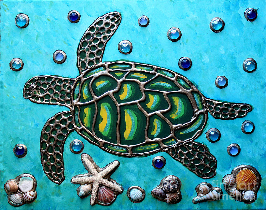 Swimming Sea Turtle Painting by Cynthia Snyder