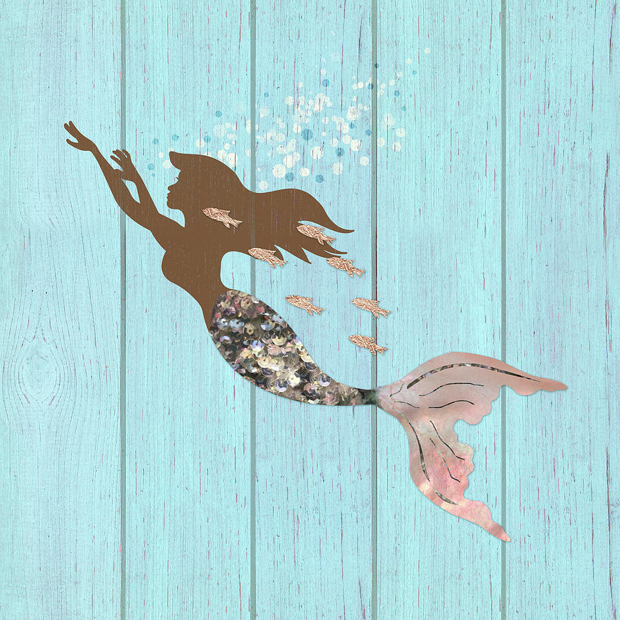 Mermaid Digital Art - Swimming With The Fishes I by Tina Lavoie