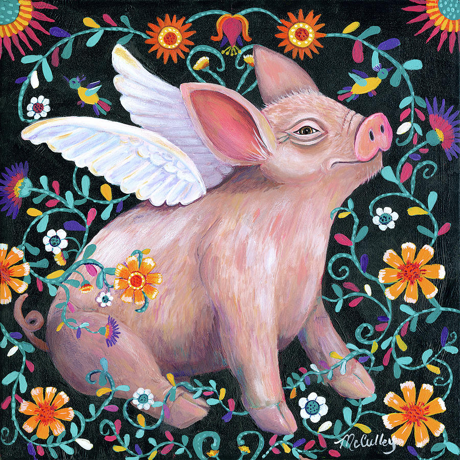 Charlotte Painting - Swine Flew? by Debbie McCulley