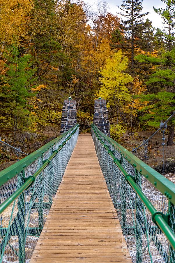 Swinging Bridge in Autumn Photograph by Susan Rydberg