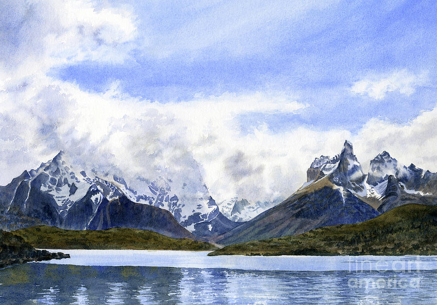 Swirling Clouds over Torres Del Paine Chile Painting by Sharon Freeman ...