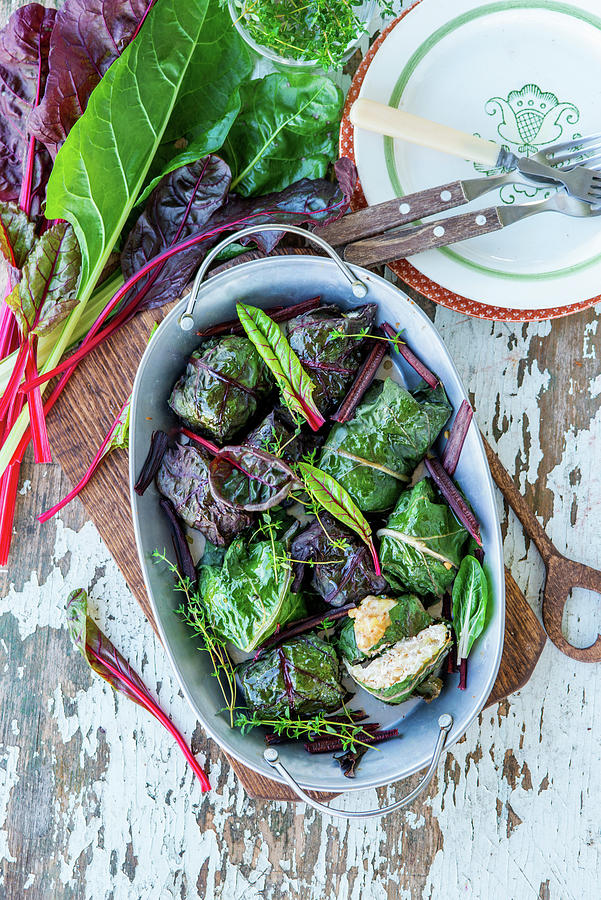 Swiss Chard Leaves Stuffed With Minced Chicken And Rice Photograph by Irina Meliukh