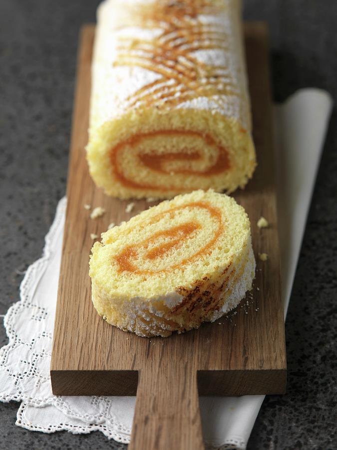 Swiss Roll With Apricot Jam, Sliced Photograph by Joerg Lehmann