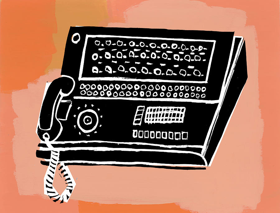 Vintage Drawing - Switchboard Telephone by CSA Images