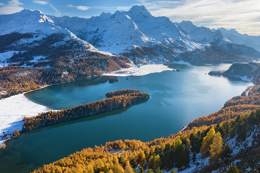 Switzerland, Grisons, Engadin, Sils, Alps, Lake Sils Digital Art by ...