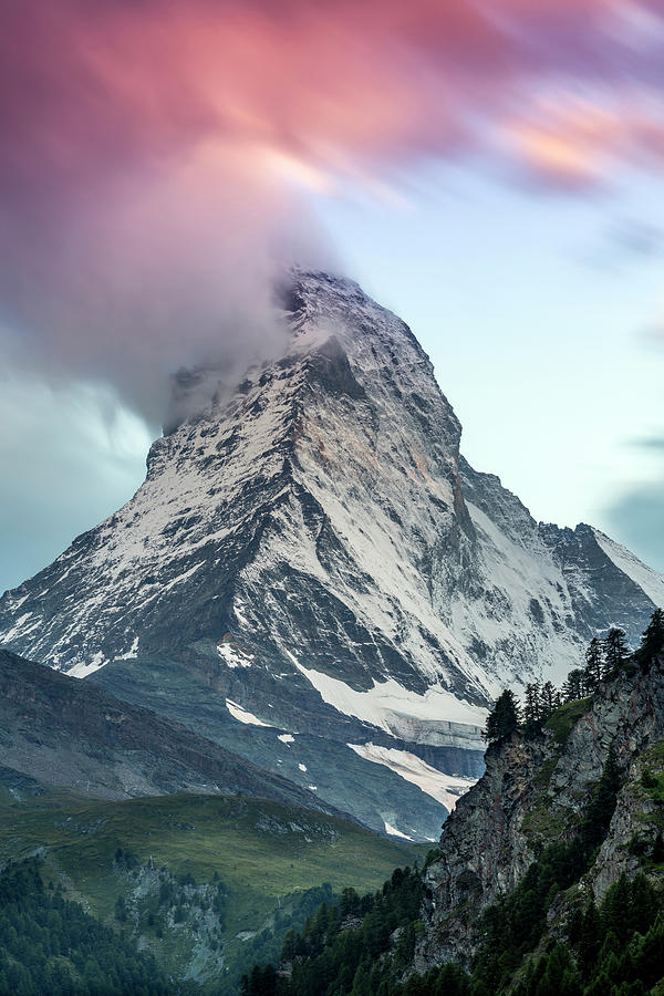 Switzerland, Valais, Alps, Matterhorn (4478m), Swiss Alps, Zermatt, Matterhorn At Sunset Digital Art by Stefano Politi Markovina