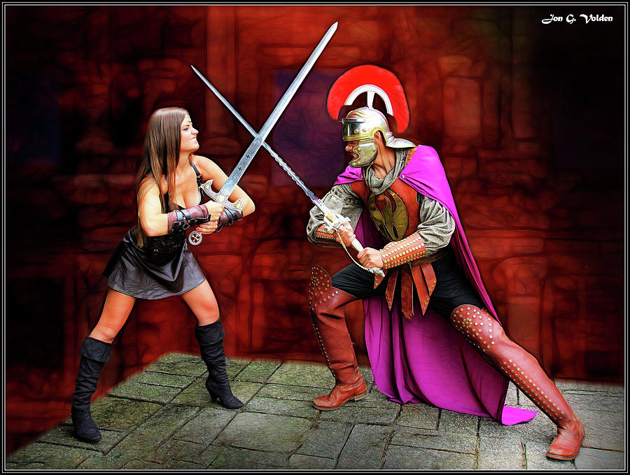 Sword Fight Xena vs Roman Photograph by Jon Volden
