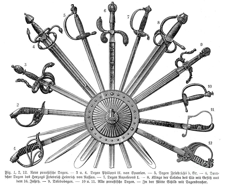 Swords Engraving 1895 Digital Art by Thepalmer