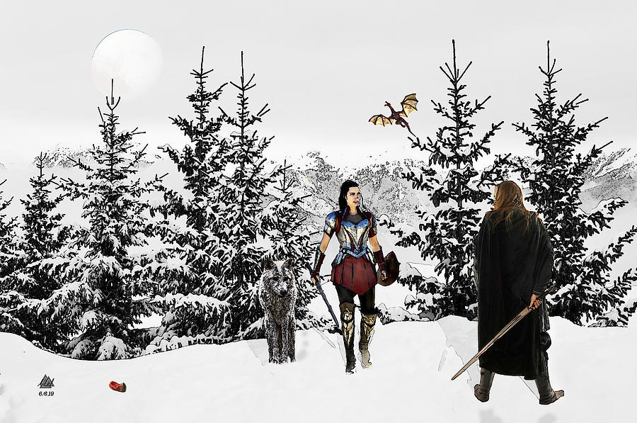 Swords In The Snow Digital Art by Mel Beasley