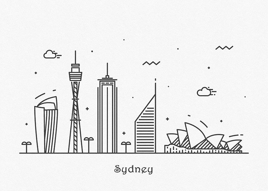 Sydney Cityscape Travel Poster Drawing by Inspirowl Design