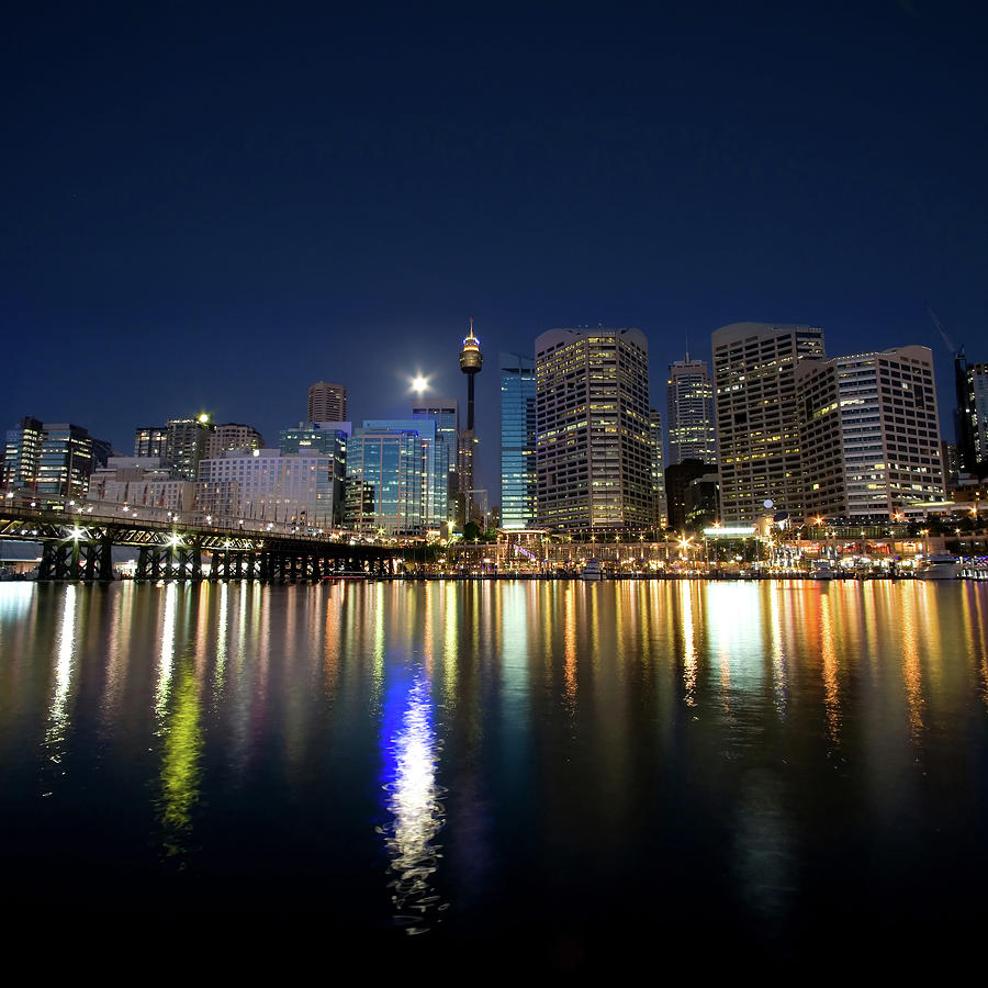 Sydney Darling Harbour Twilight Photograph by Matejay