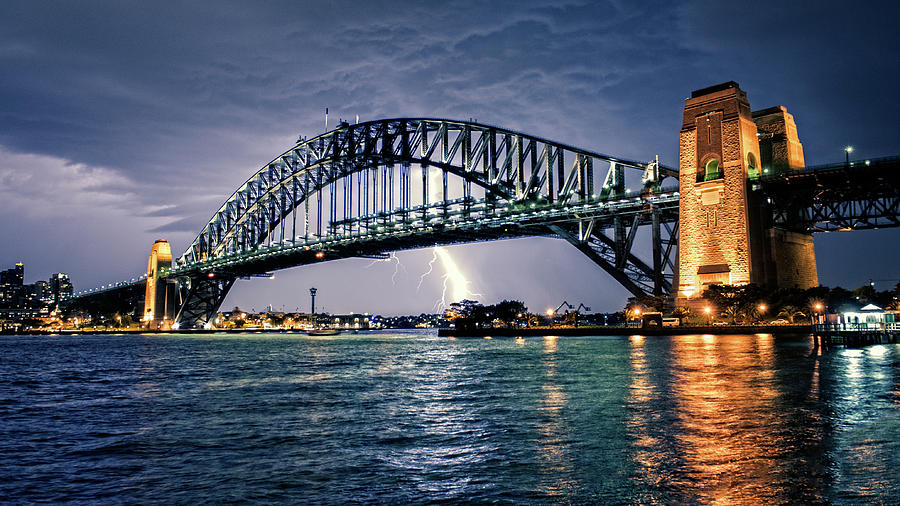 Sydney Harbour Bridge With Lightning Photograph by Günther Egger | Fine ...